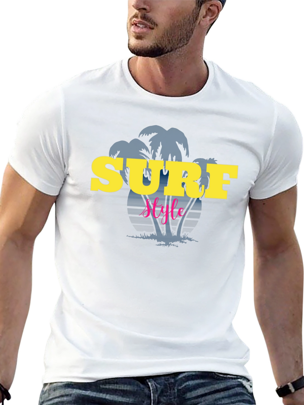 Surf Style Graphic Tee - Black Cotton T-Shirt