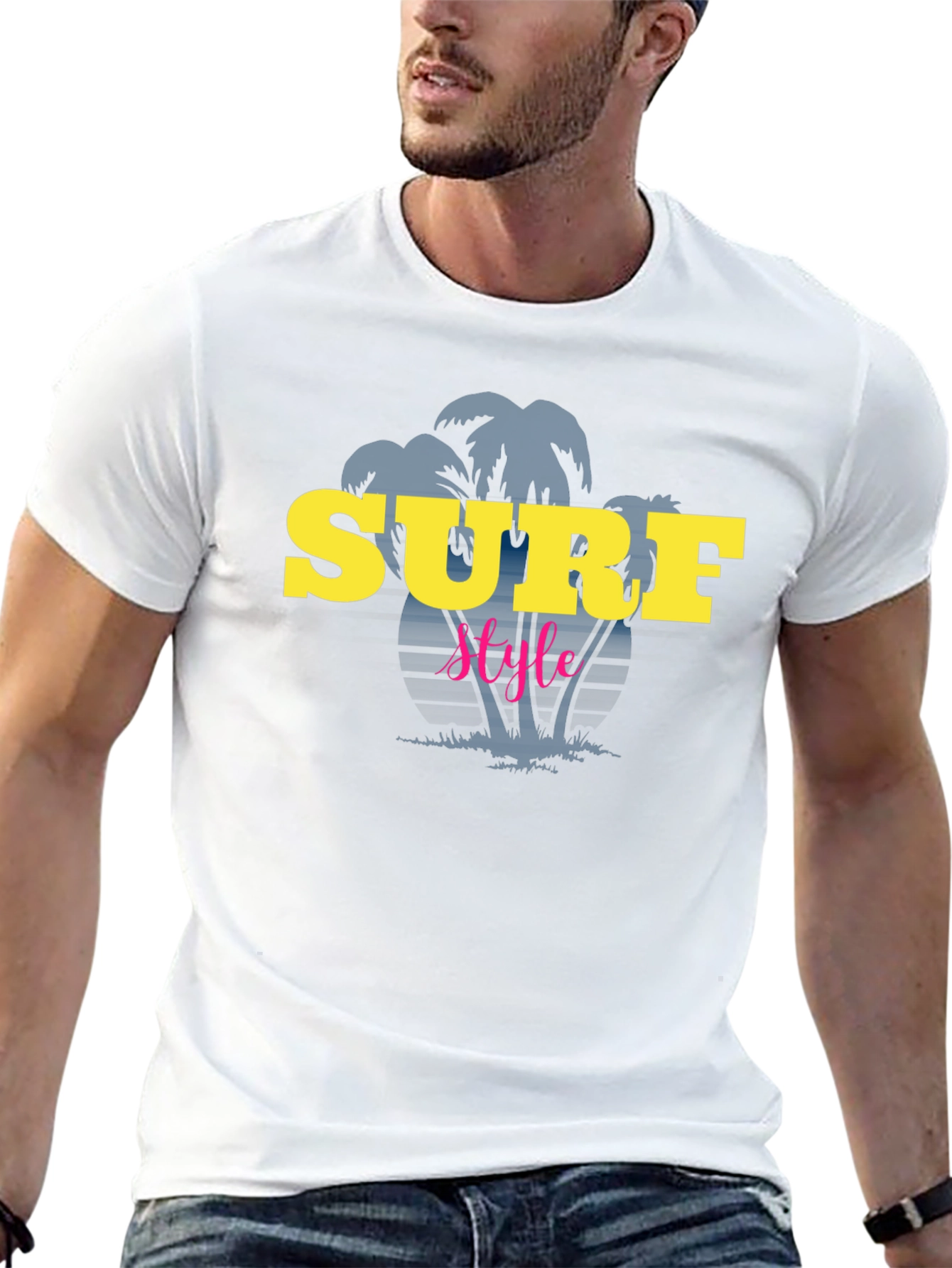 Surf Style Graphic Tee - Black Cotton T-Shirt