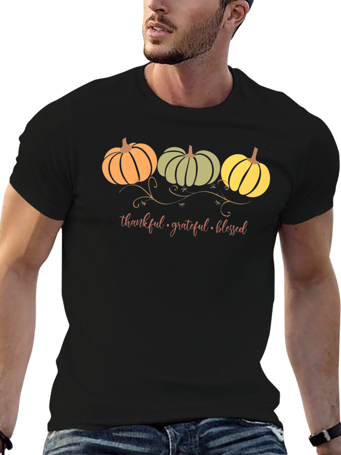 Thankful Grateful Blessed Pumpkin T-Shirt