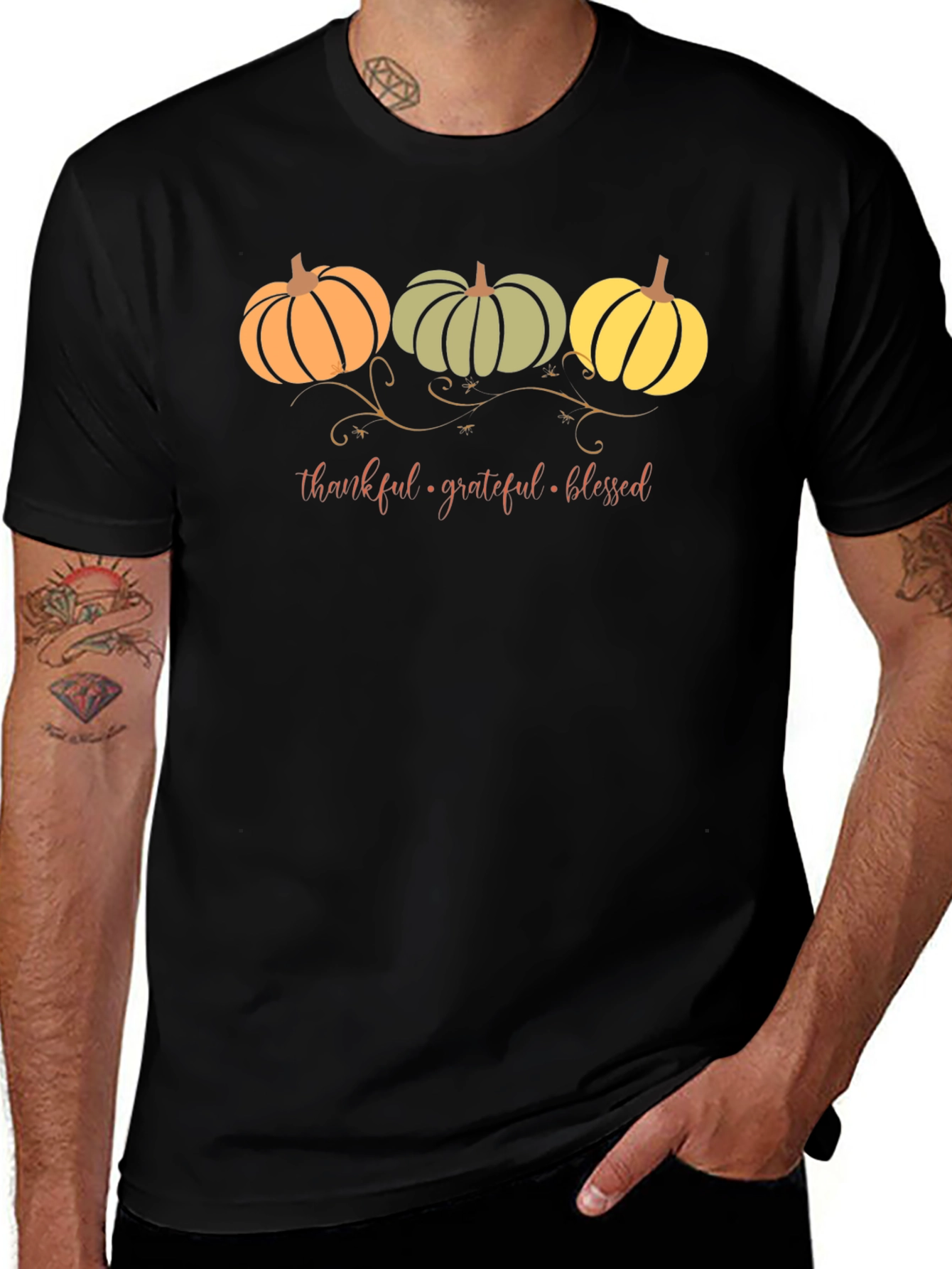 Thankful Grateful Blessed Pumpkin T-Shirt
