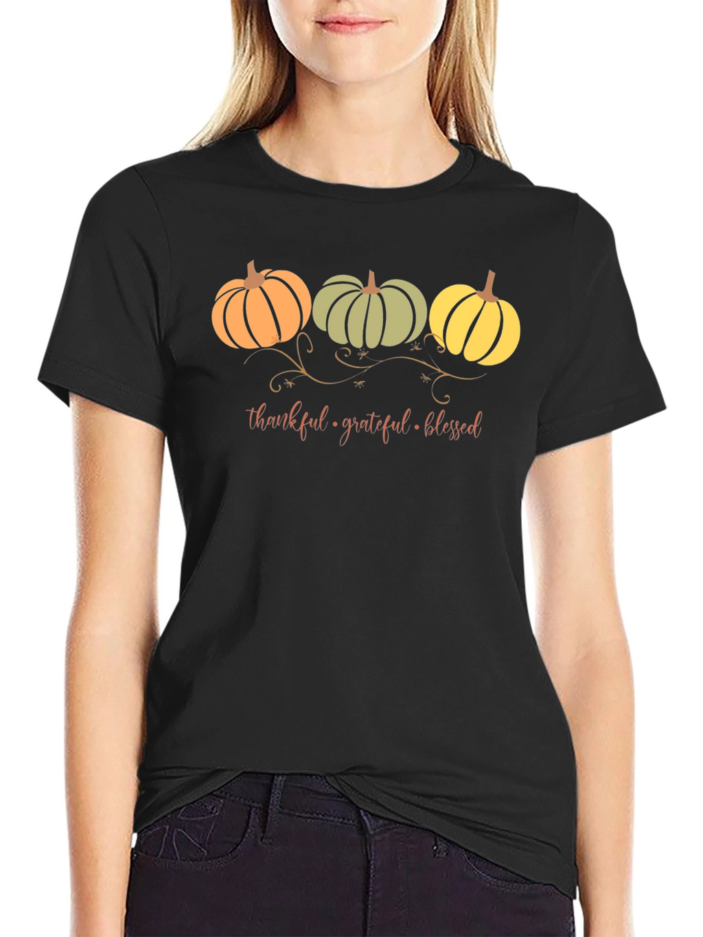Thankful Grateful Blessed Pumpkin T-Shirt