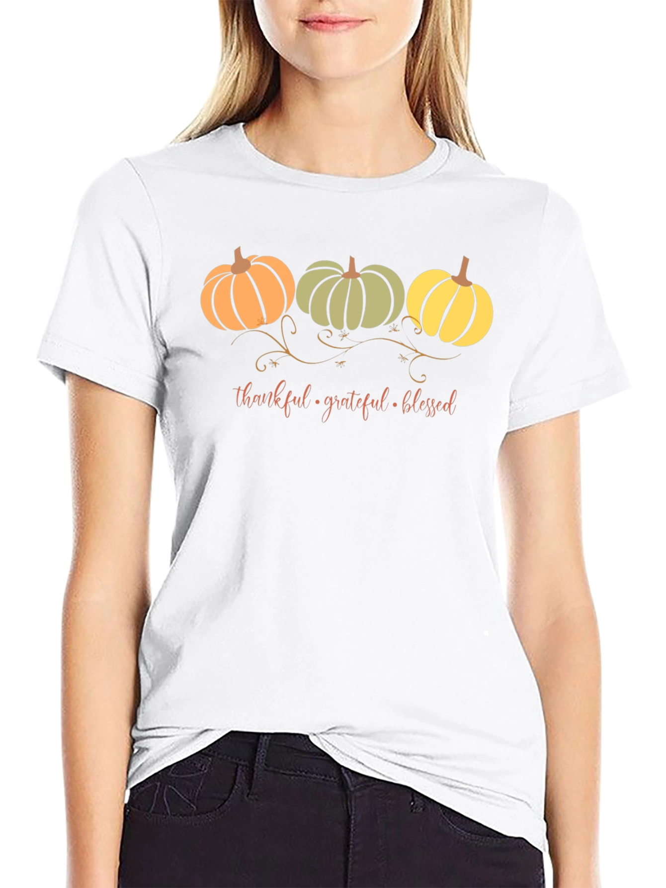 Thankful Grateful Blessed Pumpkin T-Shirt