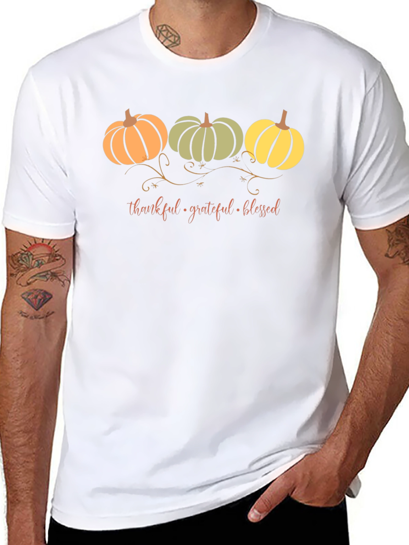 Thankful Grateful Blessed Pumpkin T-Shirt