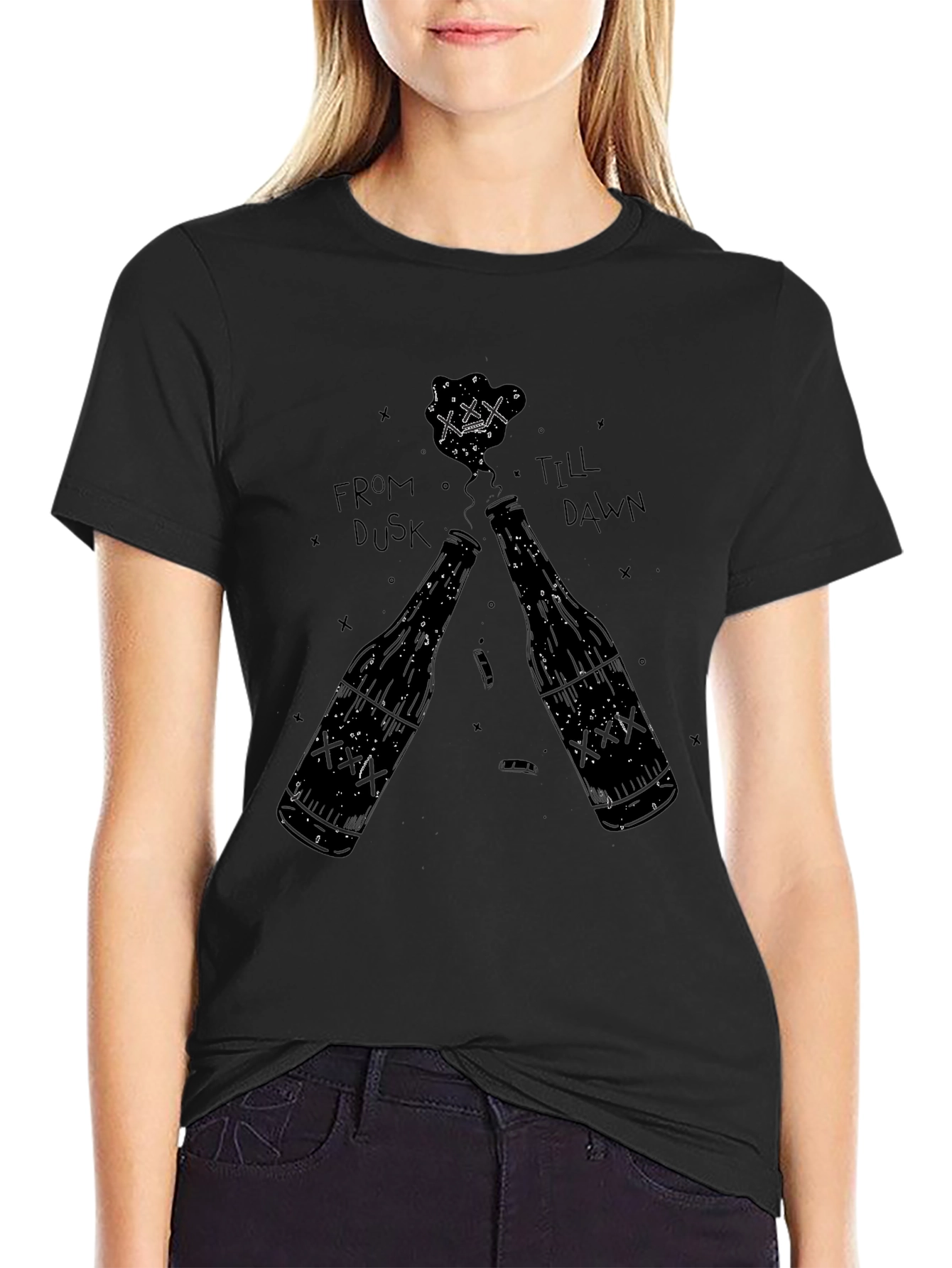 From Dusk Till Dawn Graphic Tee - Black Cotton T-Shirt