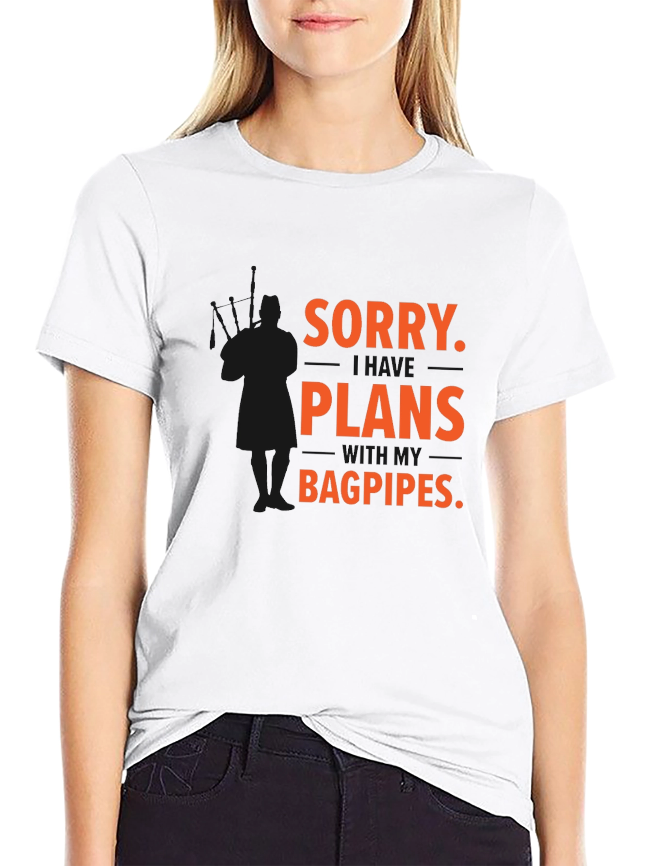 Funny Bagpipes Plans Black T-Shirt