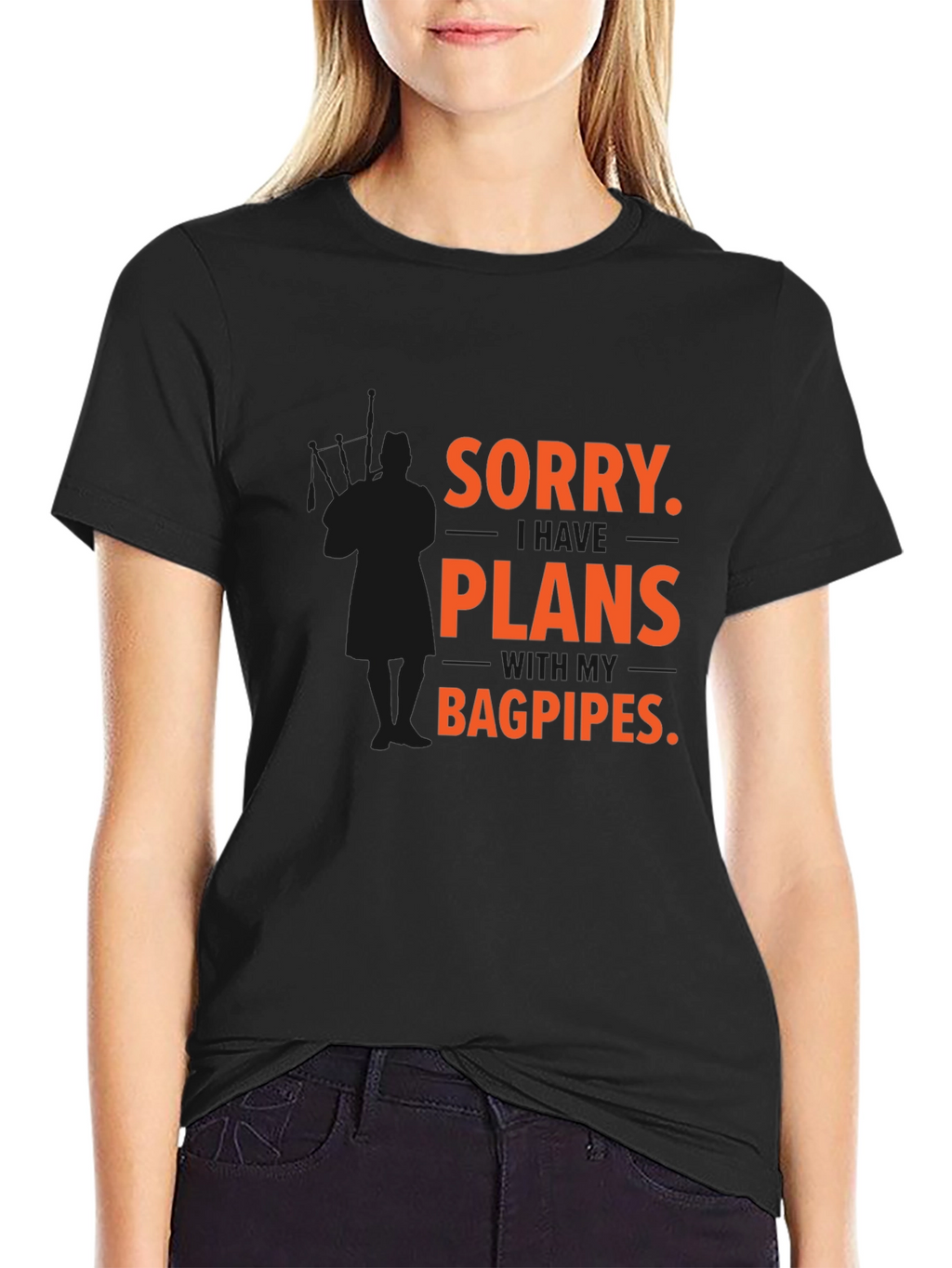 Funny Bagpipes Plans Black T-Shirt