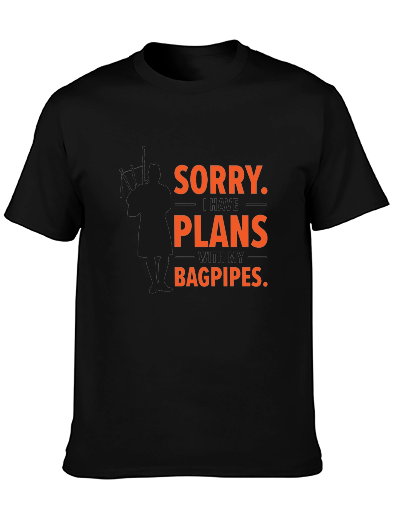 Funny Bagpipes Plans Black T-Shirt