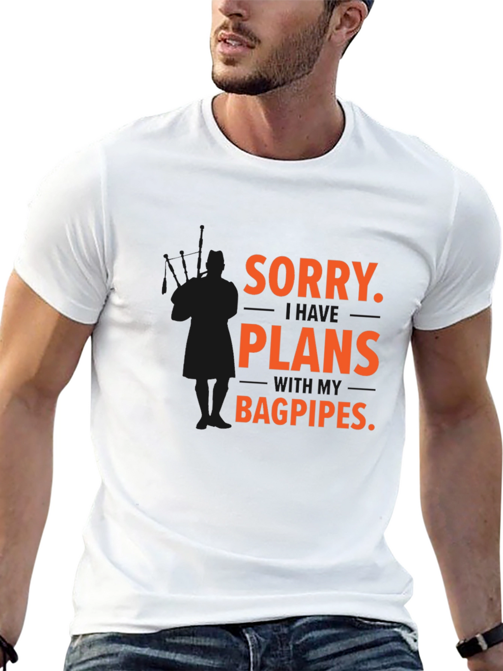 Funny Bagpipes Plans Black T-Shirt