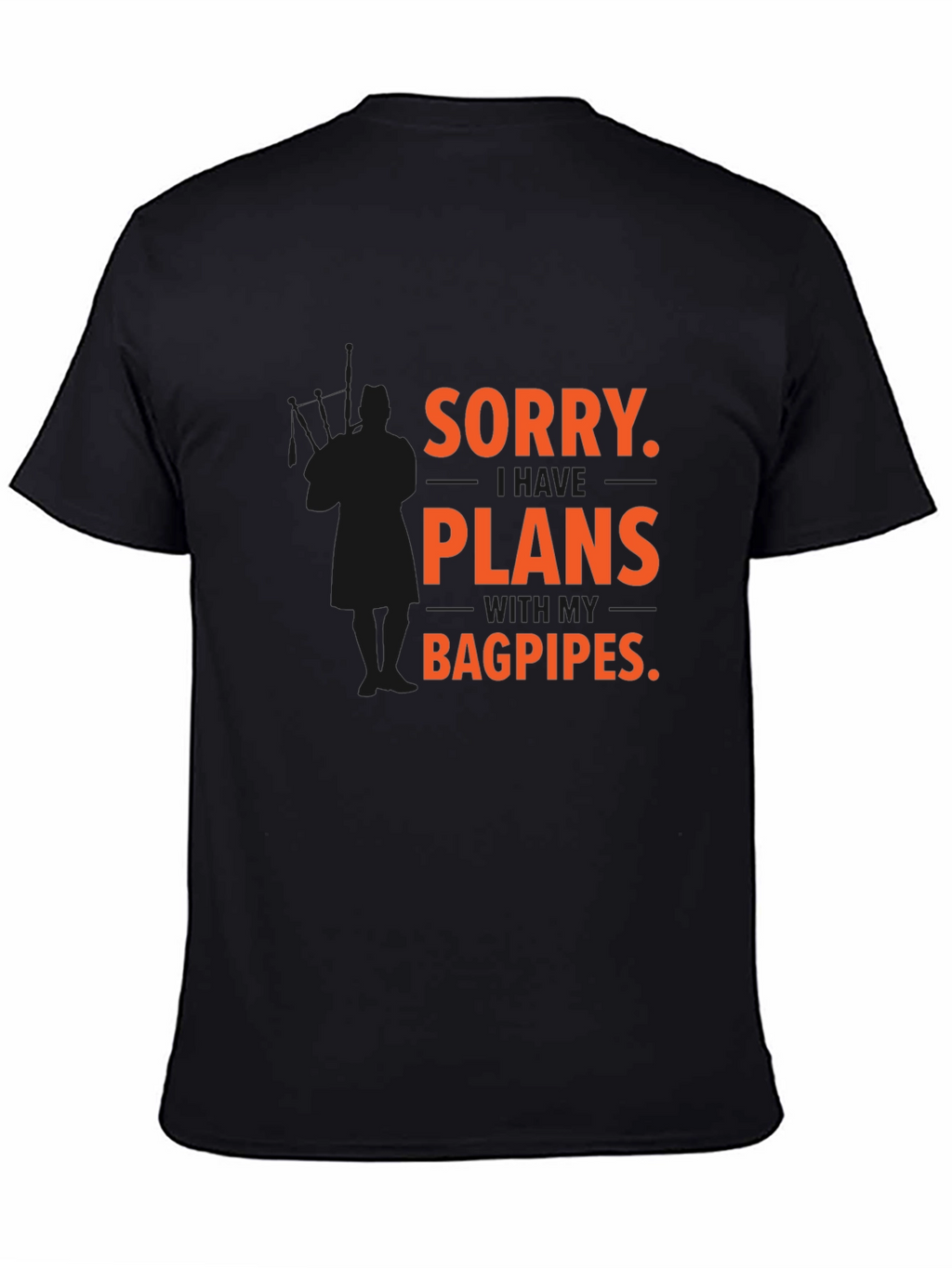 Funny Bagpipes Plans Black T-Shirt
