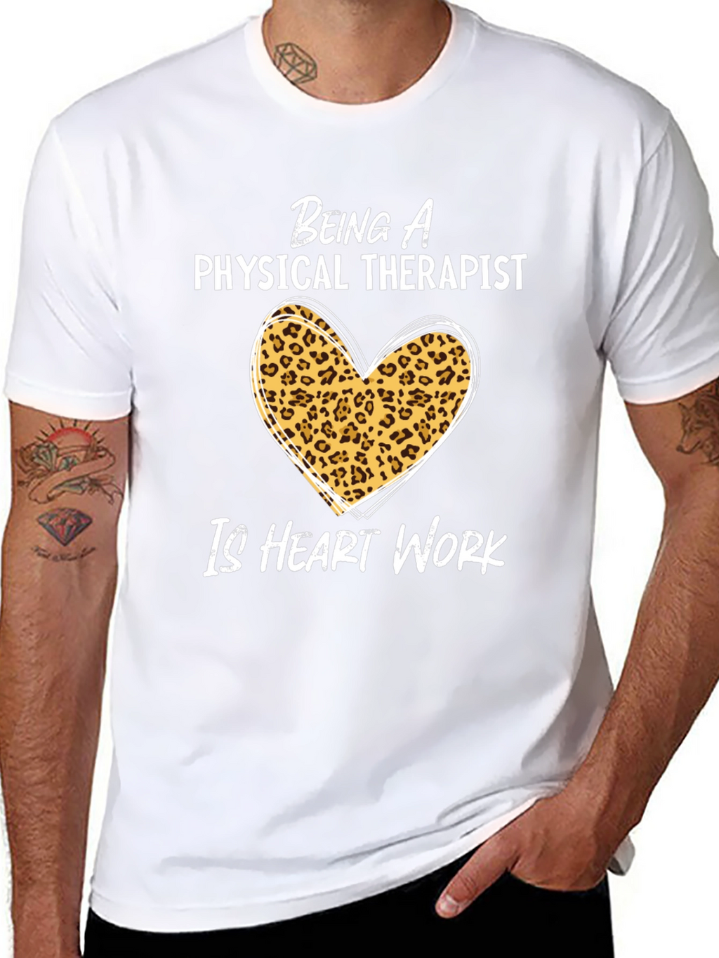 Physical Therapist Heart Leopard Print T-Shirt