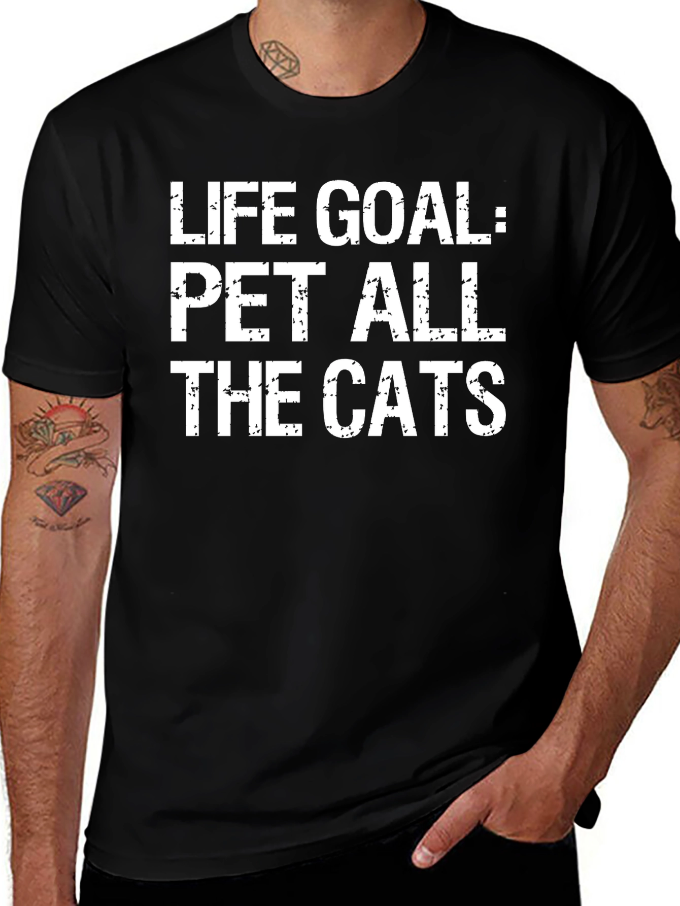 Life Goal: Pet All The Cats Black T-Shirt