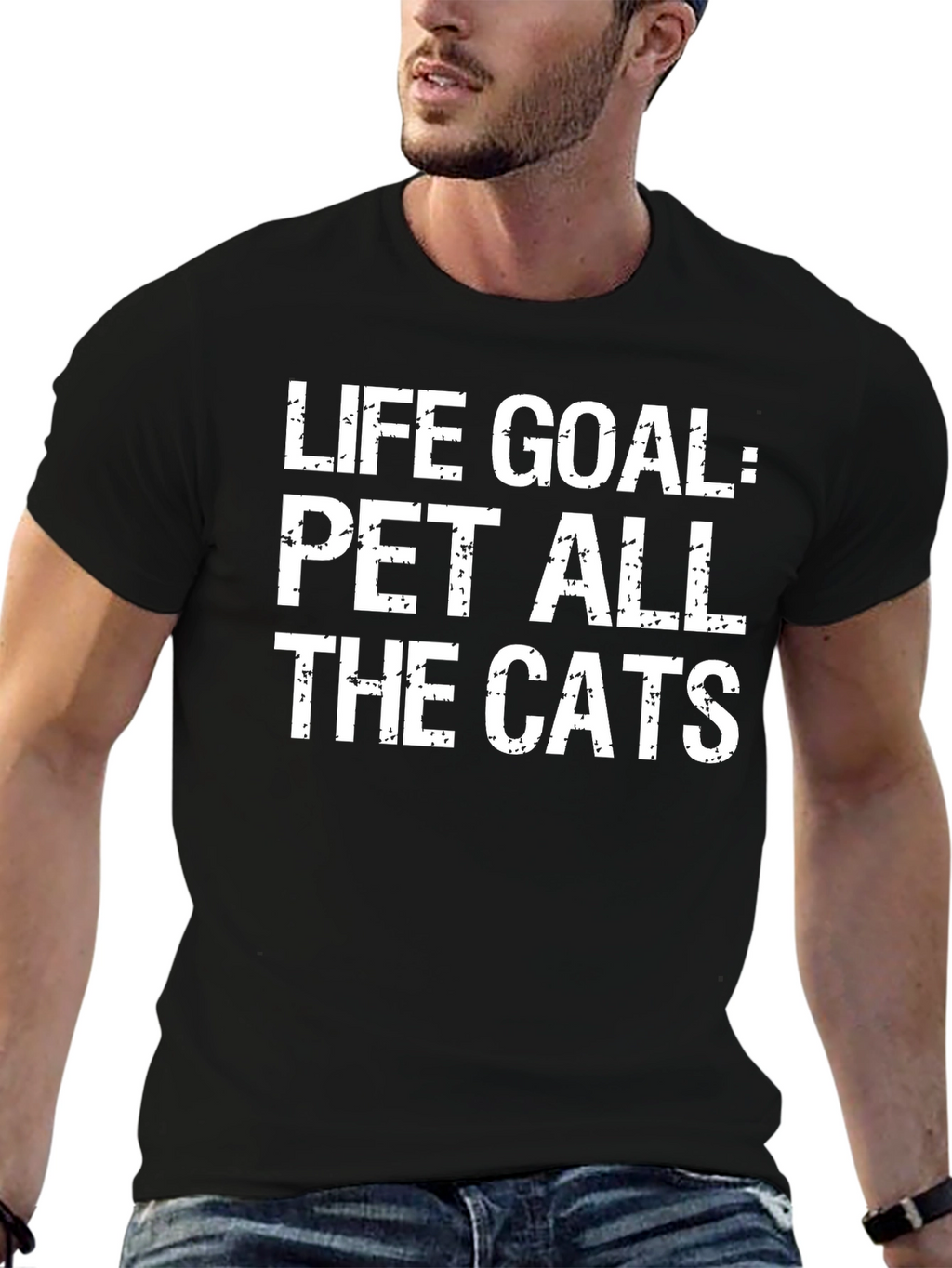 Life Goal: Pet All The Cats Black T-Shirt
