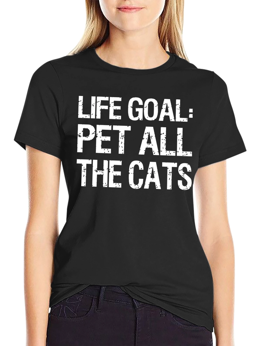 Life Goal: Pet All The Cats Black T-Shirt