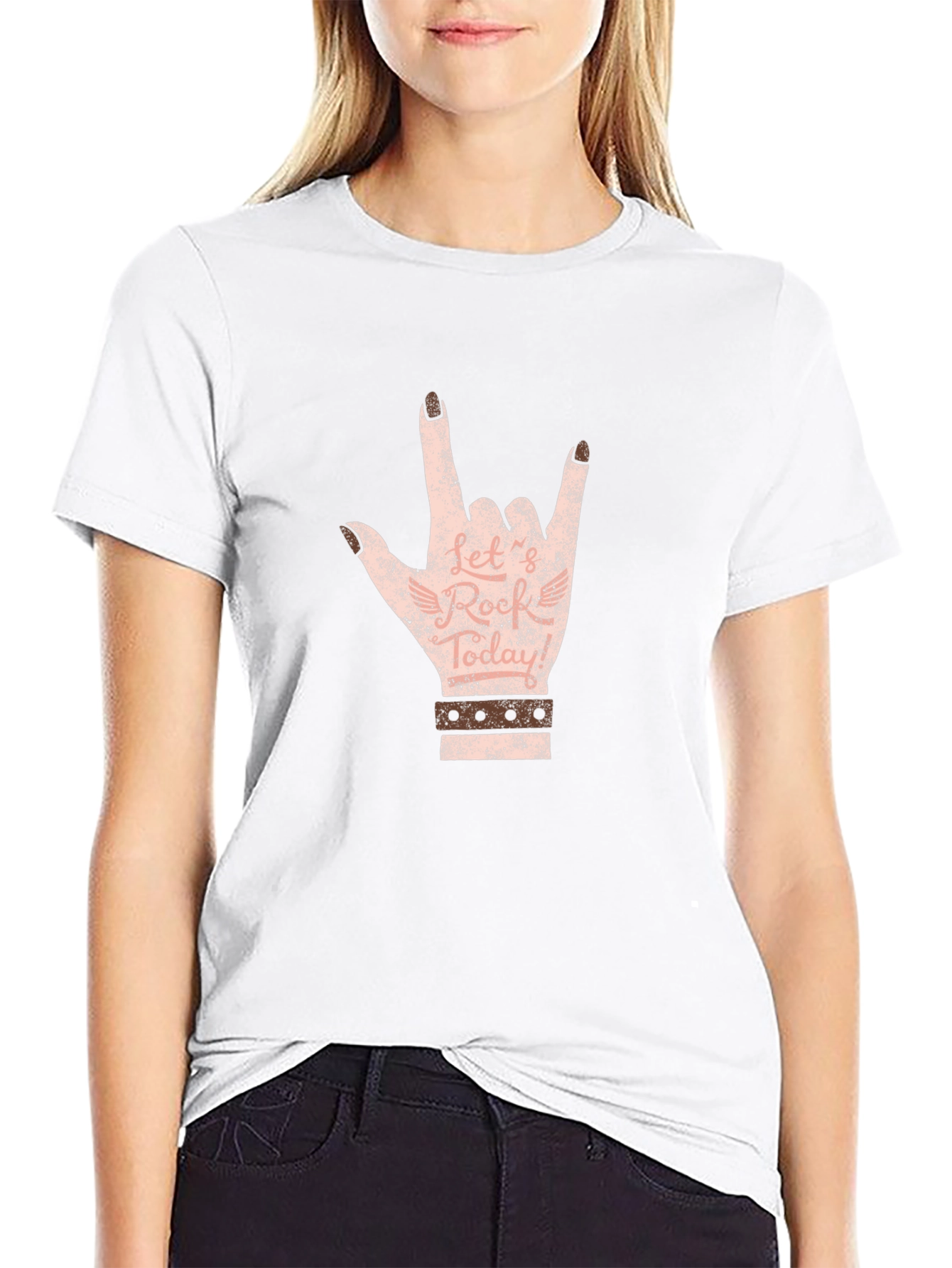 Rock On Hand Graphic Tee - Black