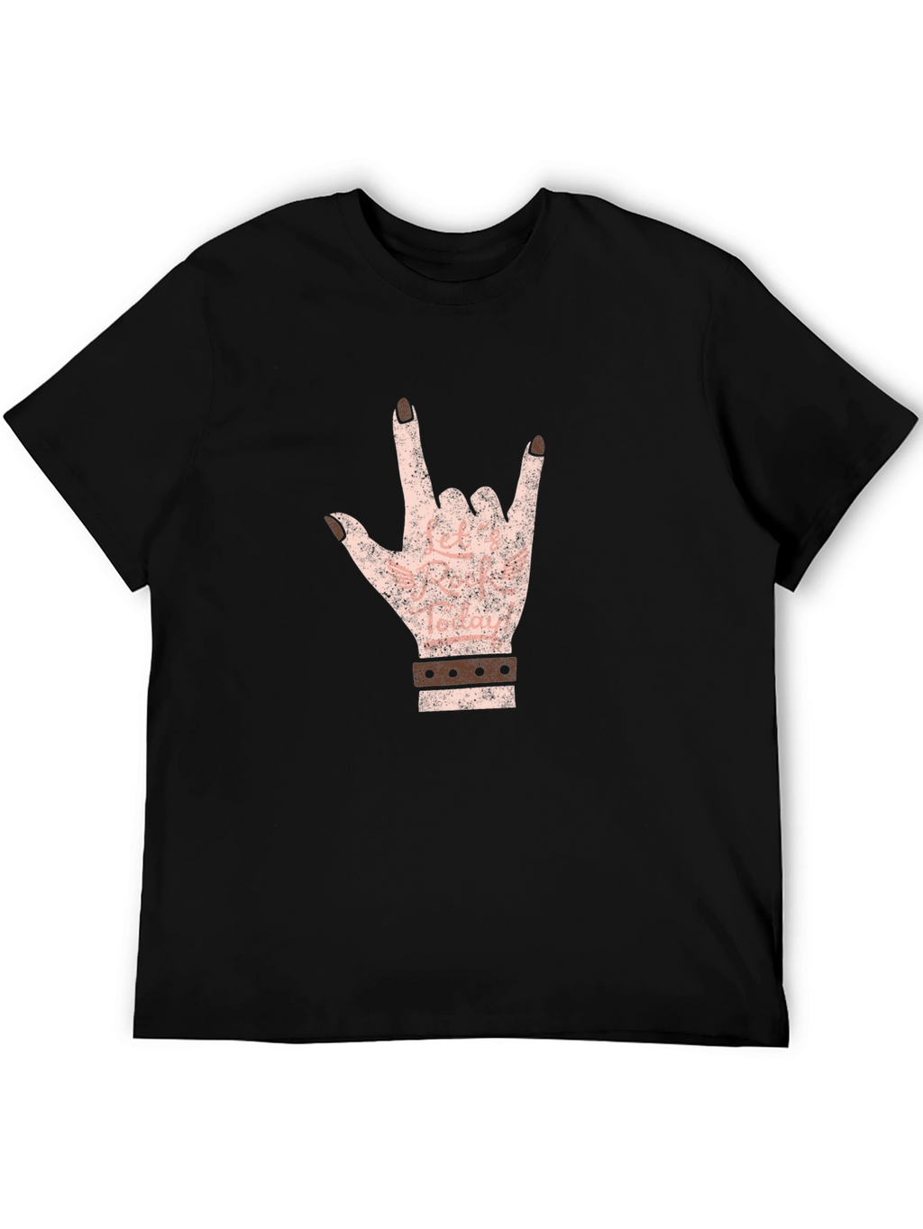 Rock On Hand Graphic Tee - Black