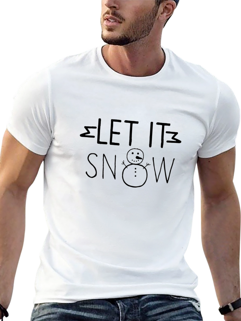 Let It Snow Black Cotton Graphic Tee