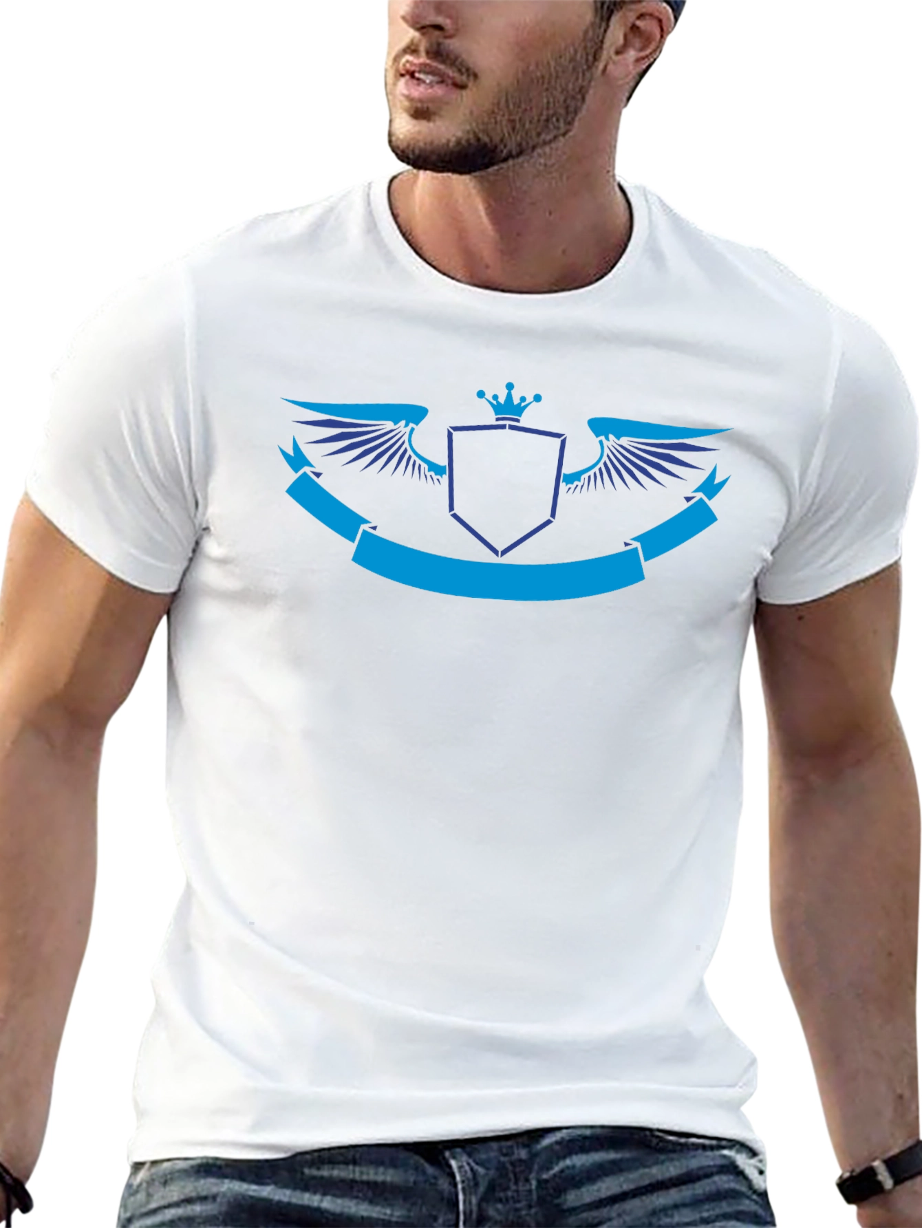 Black T-Shirt with Royal Emblem Design