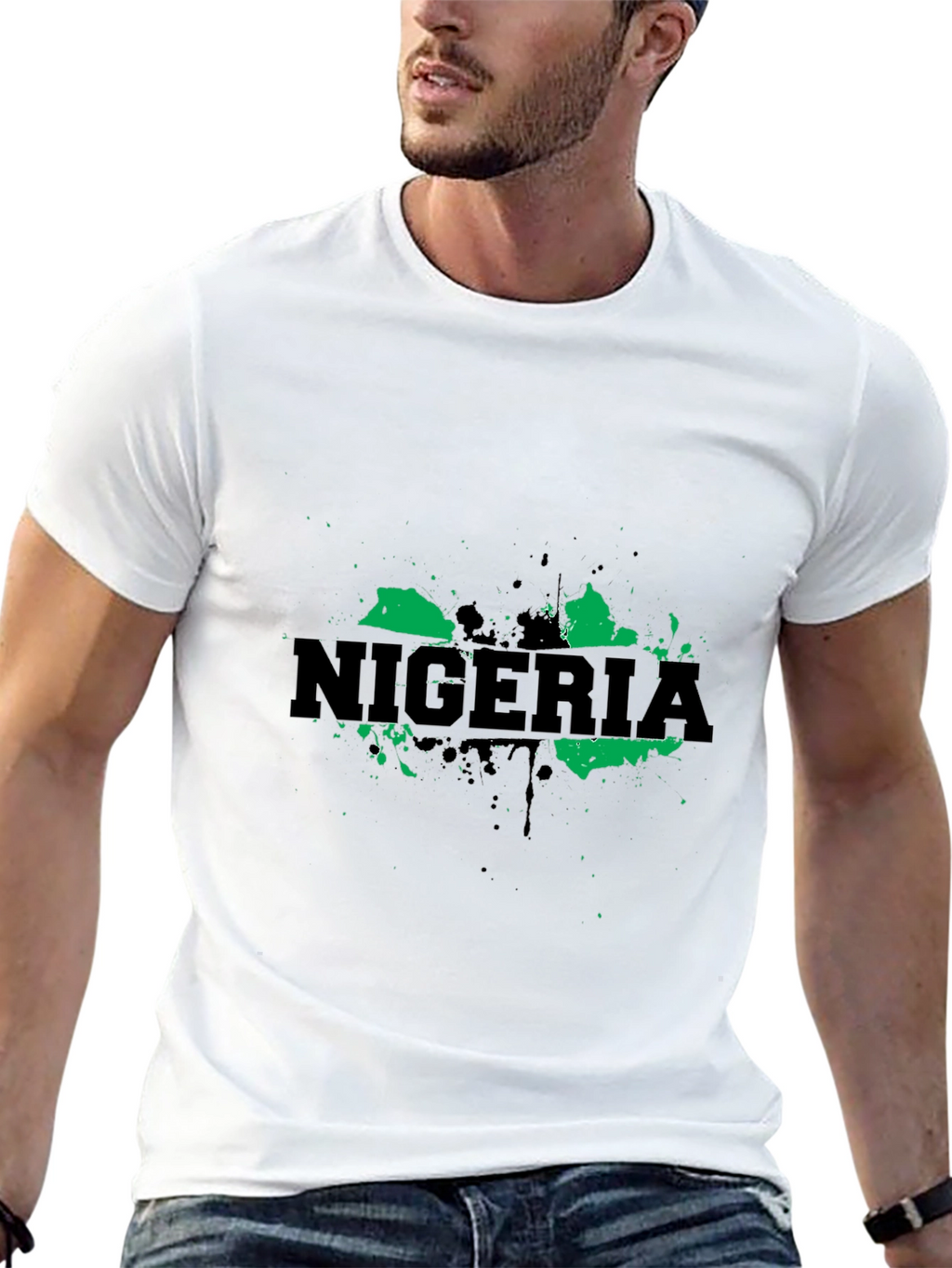 Nigeria Map T-Shirt - Green and Black Graphic Tee