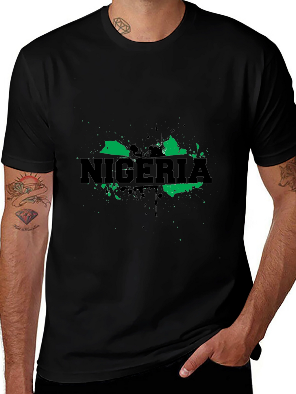 Nigeria Map T-Shirt - Green and Black Graphic Tee