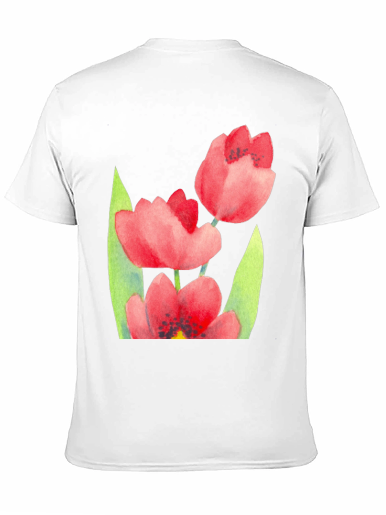 Floral Print Black T-Shirt - Stylish Tulip Design