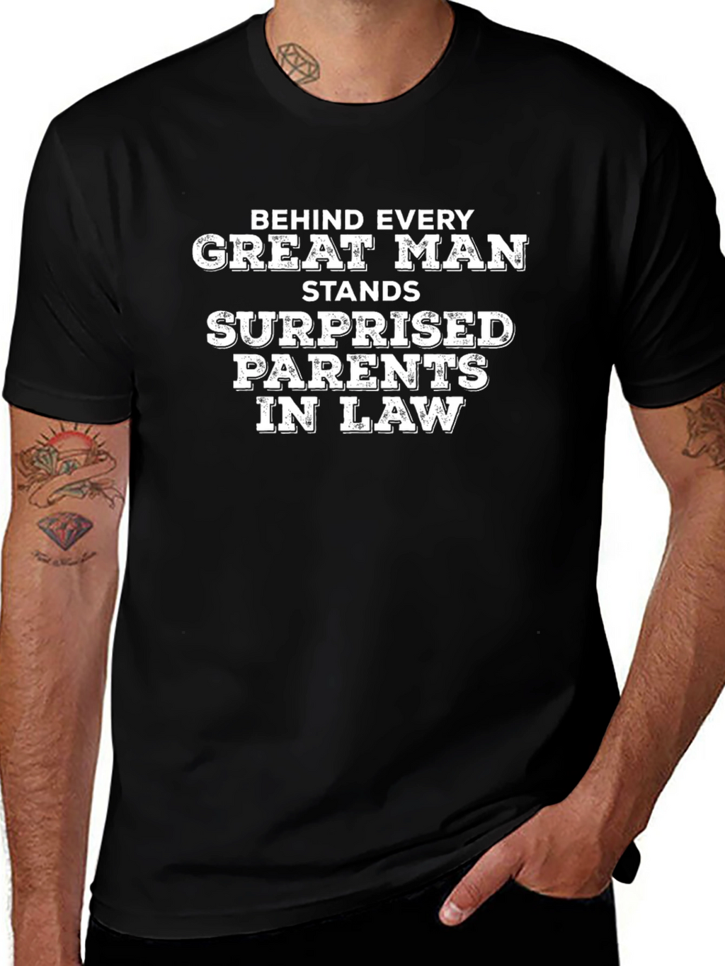 Funny Surprised Parents Black Graphic Tee