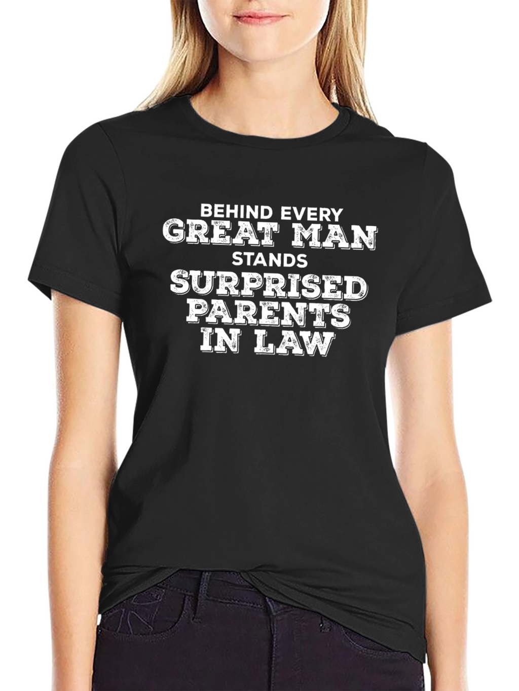 Funny Surprised Parents Black Graphic Tee