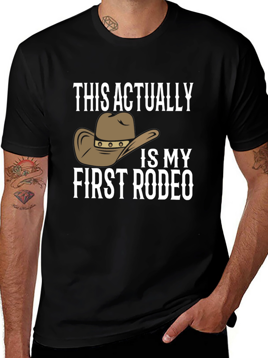 First Rodeo T-Shirt Novelty Cowboy Hat Graphic Tee