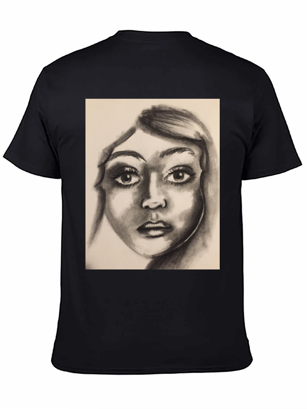 Charcoal Portrait Graphic Tee - Black