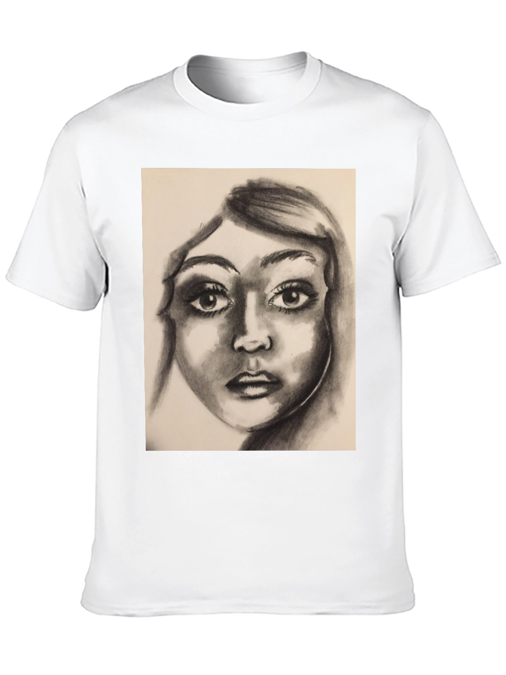 Charcoal Portrait Graphic Tee - Black