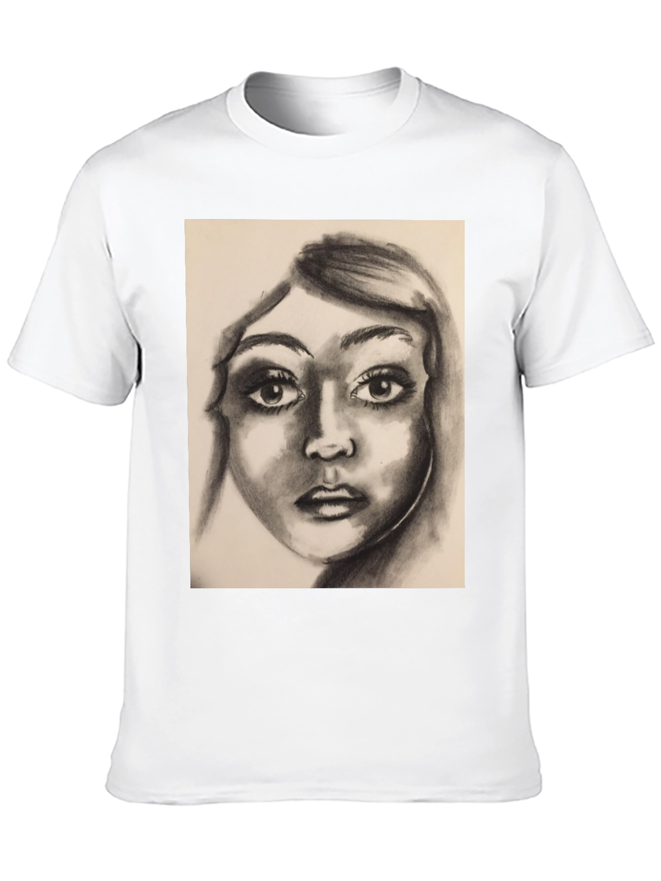 Charcoal Portrait Graphic Tee - Black