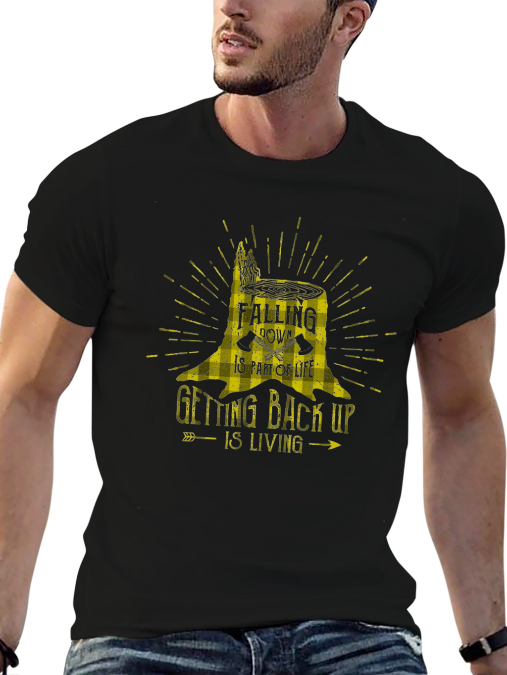 Motivational Tree Stump Graphic T-Shirt