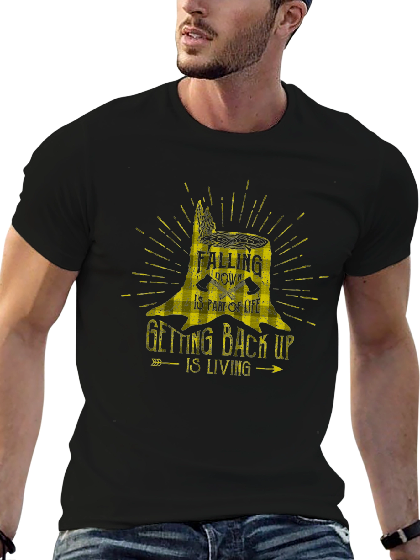 Motivational Tree Stump Graphic T-Shirt