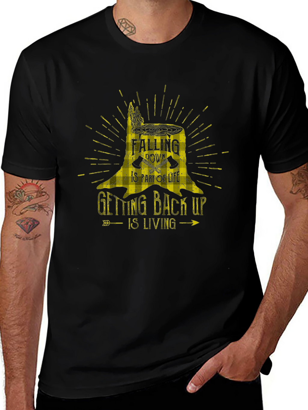 Motivational Tree Stump Graphic T-Shirt
