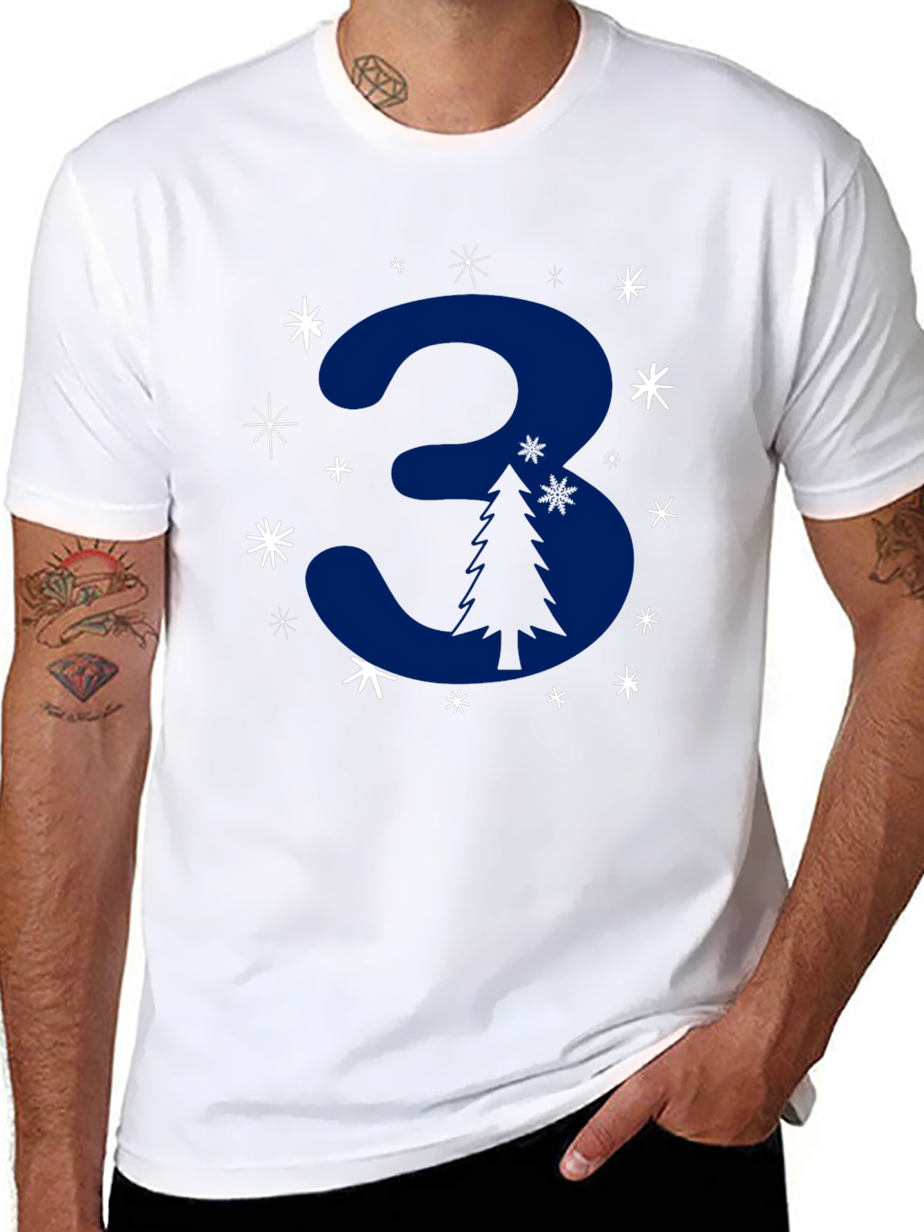 Festive Number 3 Christmas Tree T-Shirt