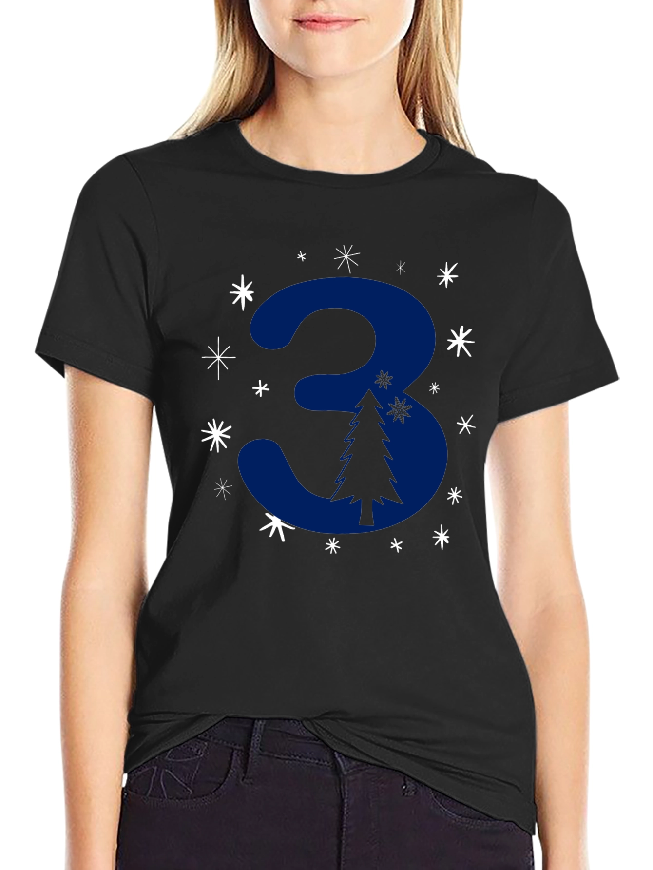 Festive Number 3 Christmas Tree T-Shirt