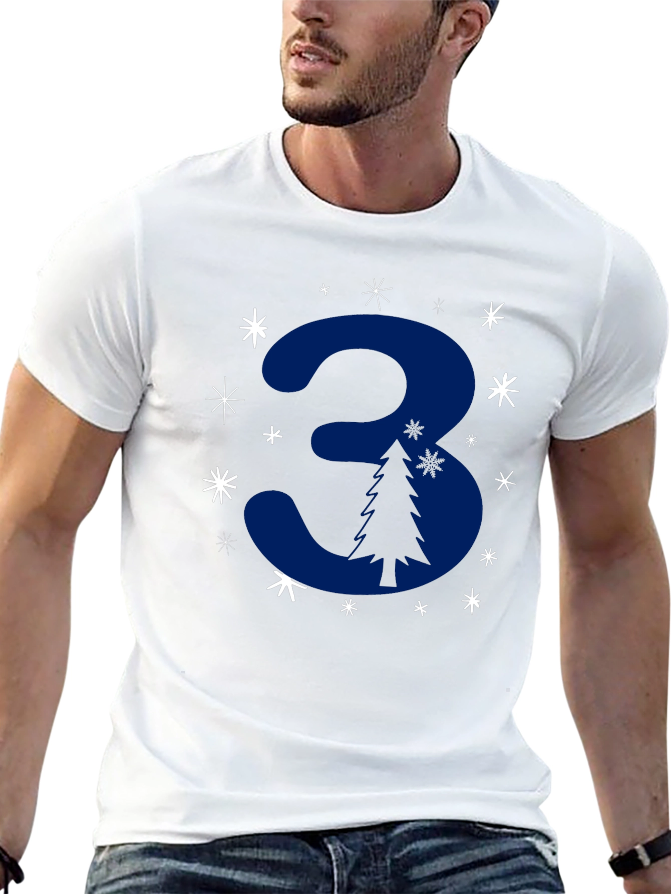 Festive Number 3 Christmas Tree T-Shirt