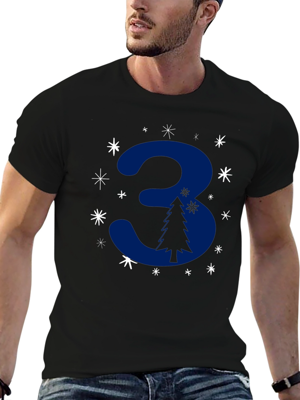 Festive Number 3 Christmas Tree T-Shirt
