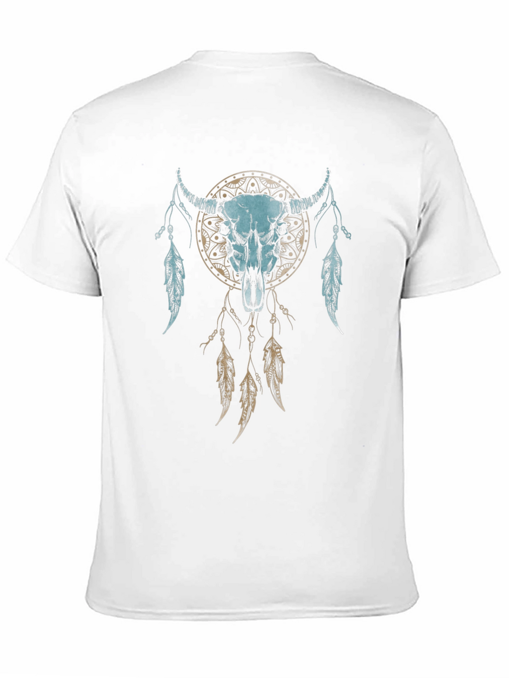 Dreamcatcher Bull Skull Graphic Tee - Unisex Black T-Shirt