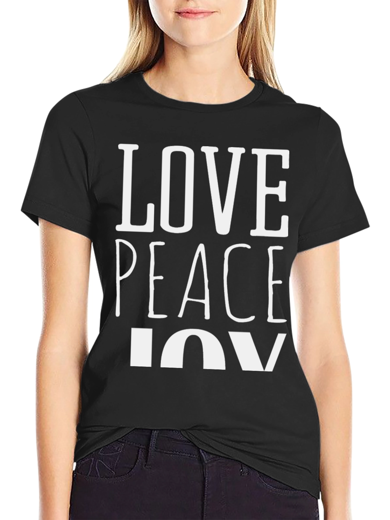 Love Peace Joy Graphic Tee - Black T-Shirt