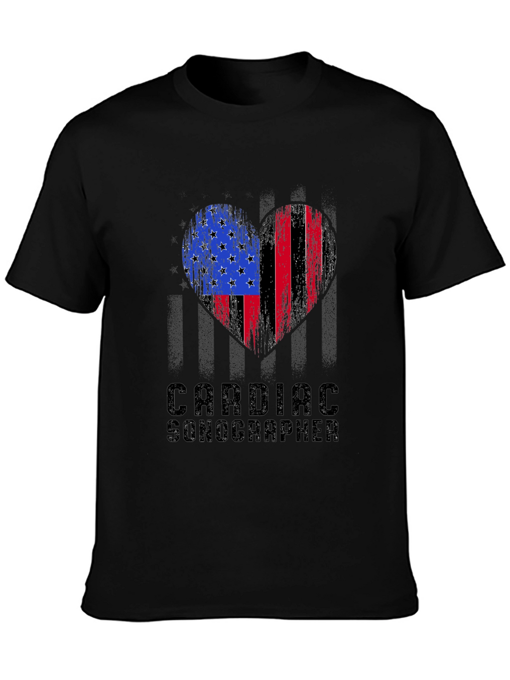 Cardiac Sonographer American Flag Heart T-Shirt