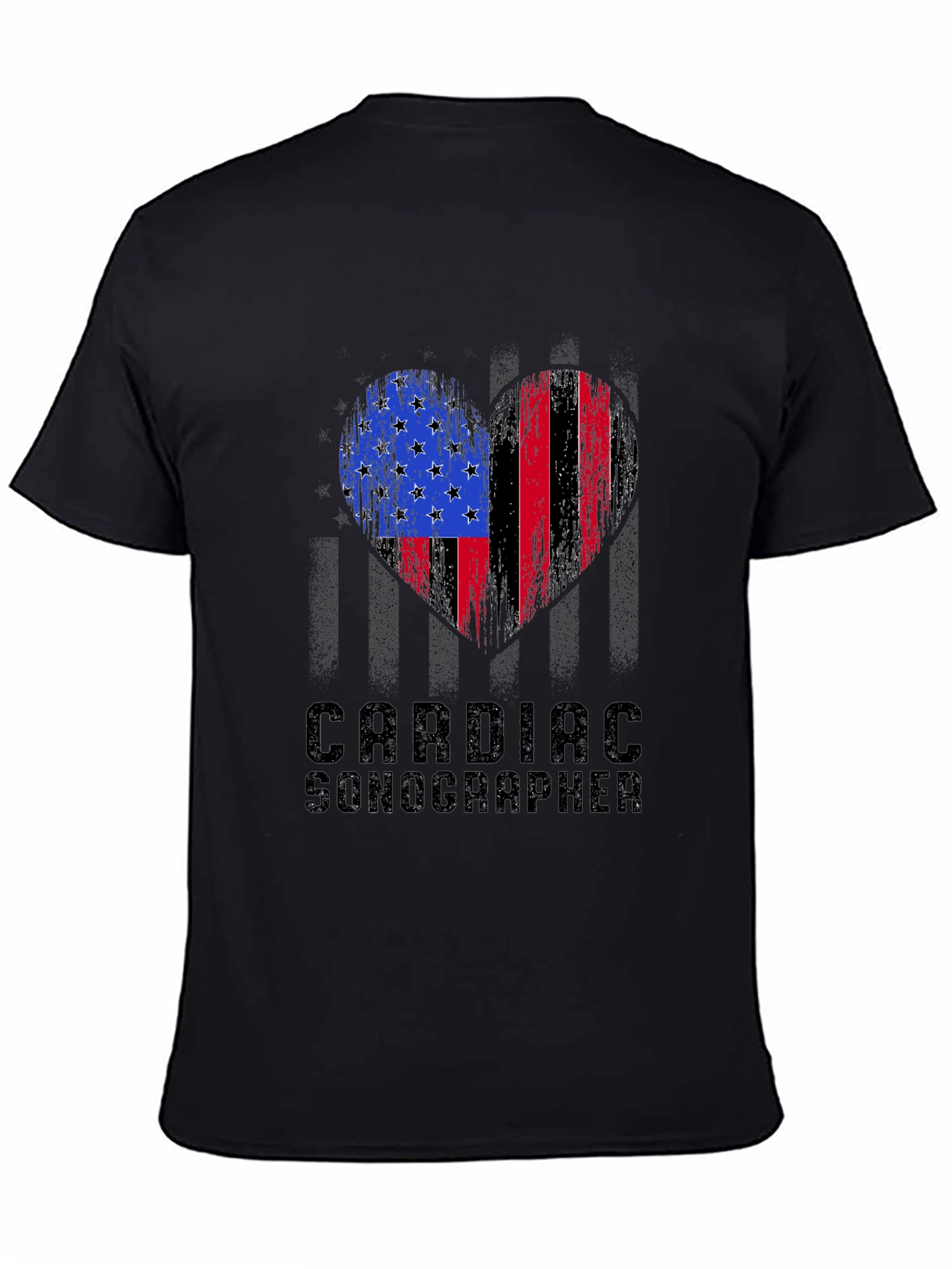 Cardiac Sonographer American Flag Heart T-Shirt