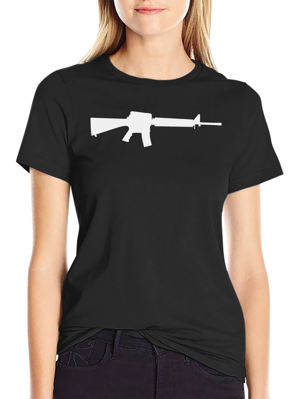 AR-15 Silhouette Graphic Tee - Black Cotton Blend