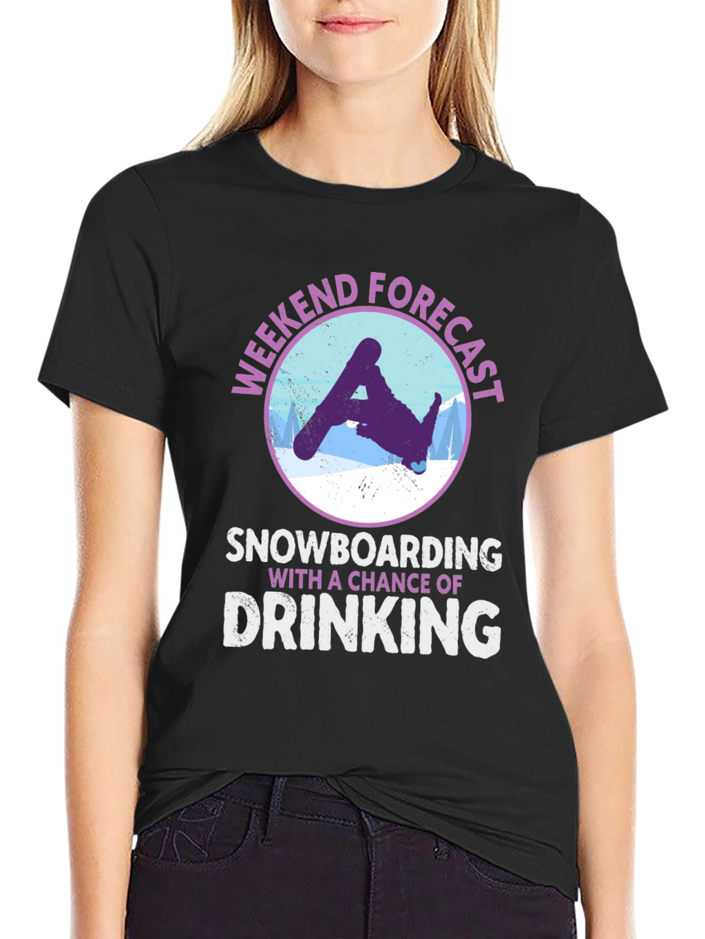 Weekend Forecast Snowboarding Drinking T-Shirt
