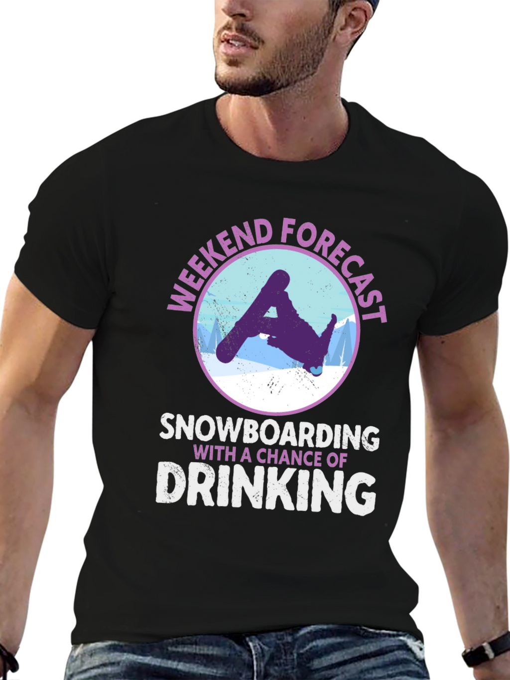 Weekend Forecast Snowboarding Drinking T-Shirt