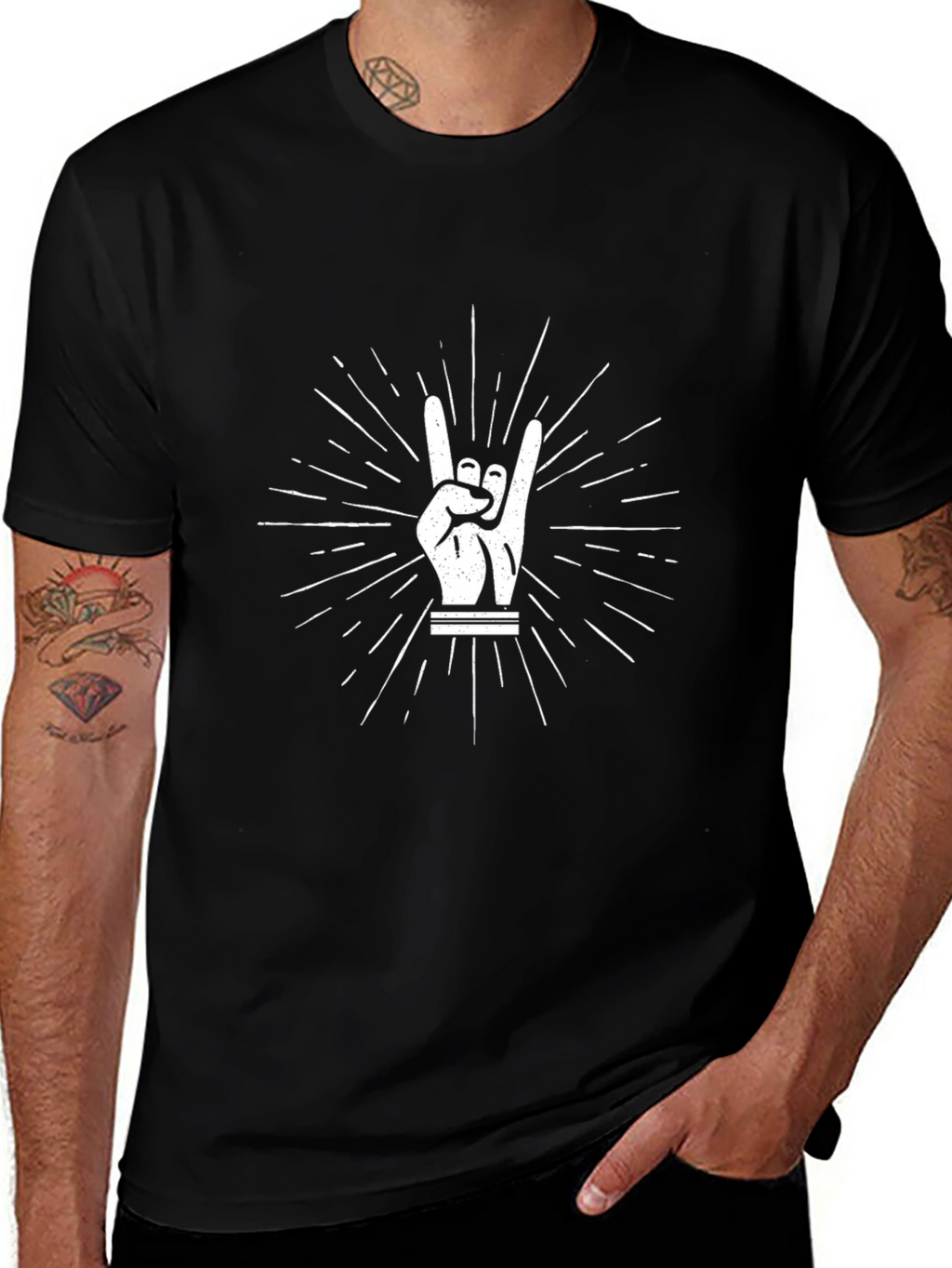 Rock On Graphic Tee - Black Casual T-Shirt