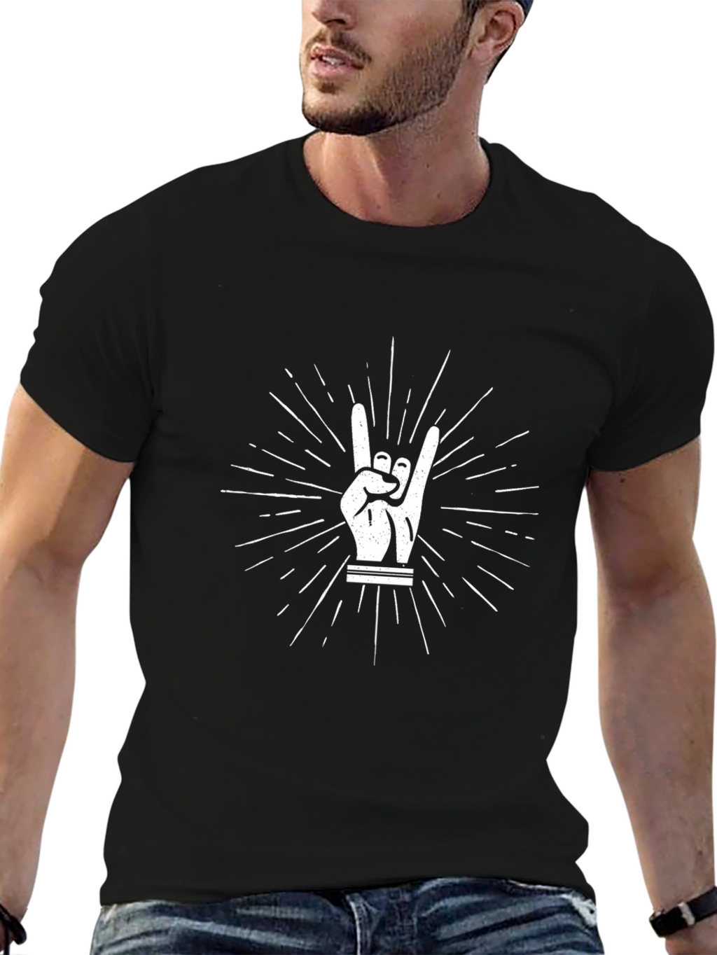 Rock On Graphic Tee - Black Casual T-Shirt