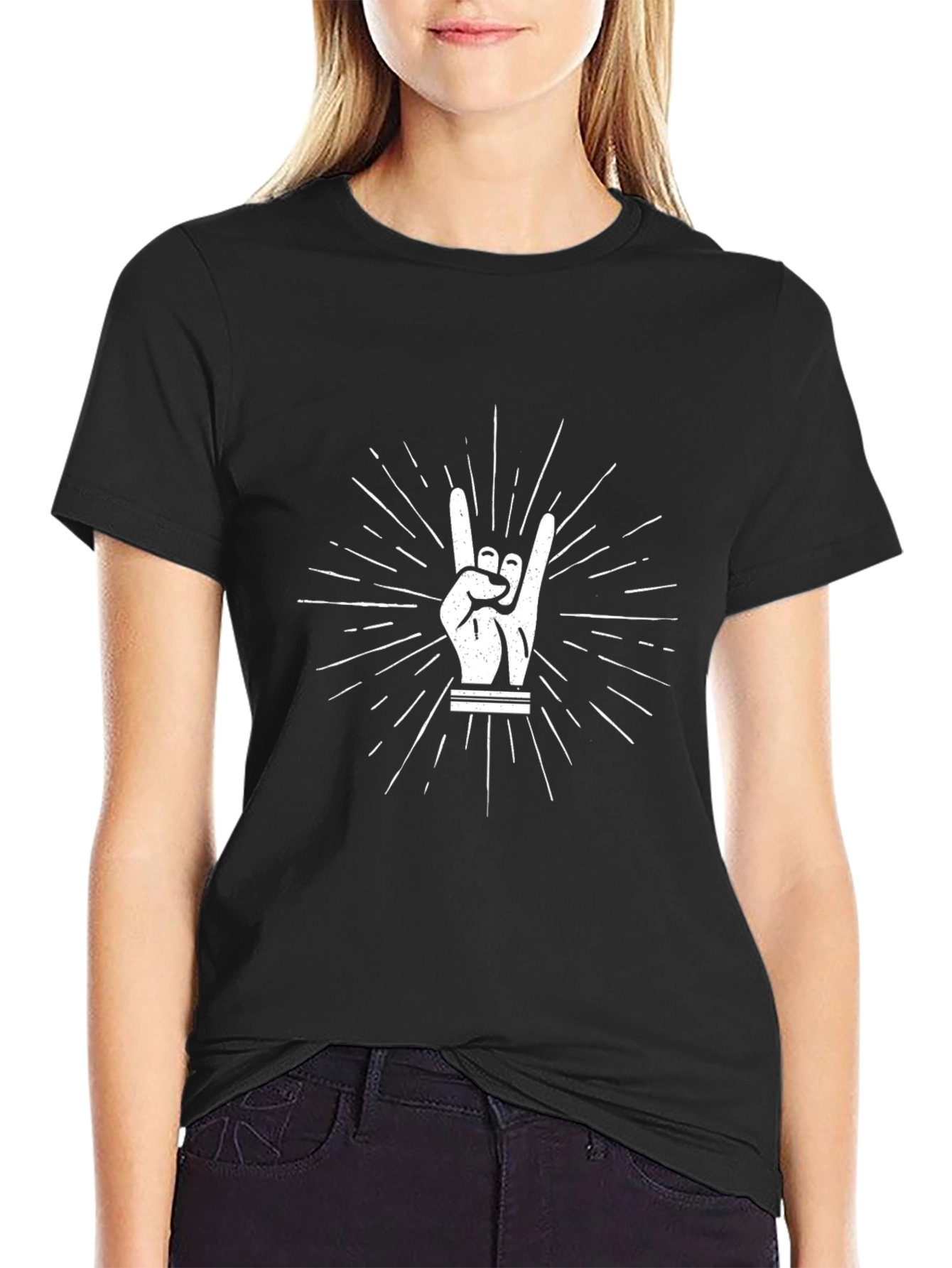 Rock On Graphic Tee - Black Casual T-Shirt