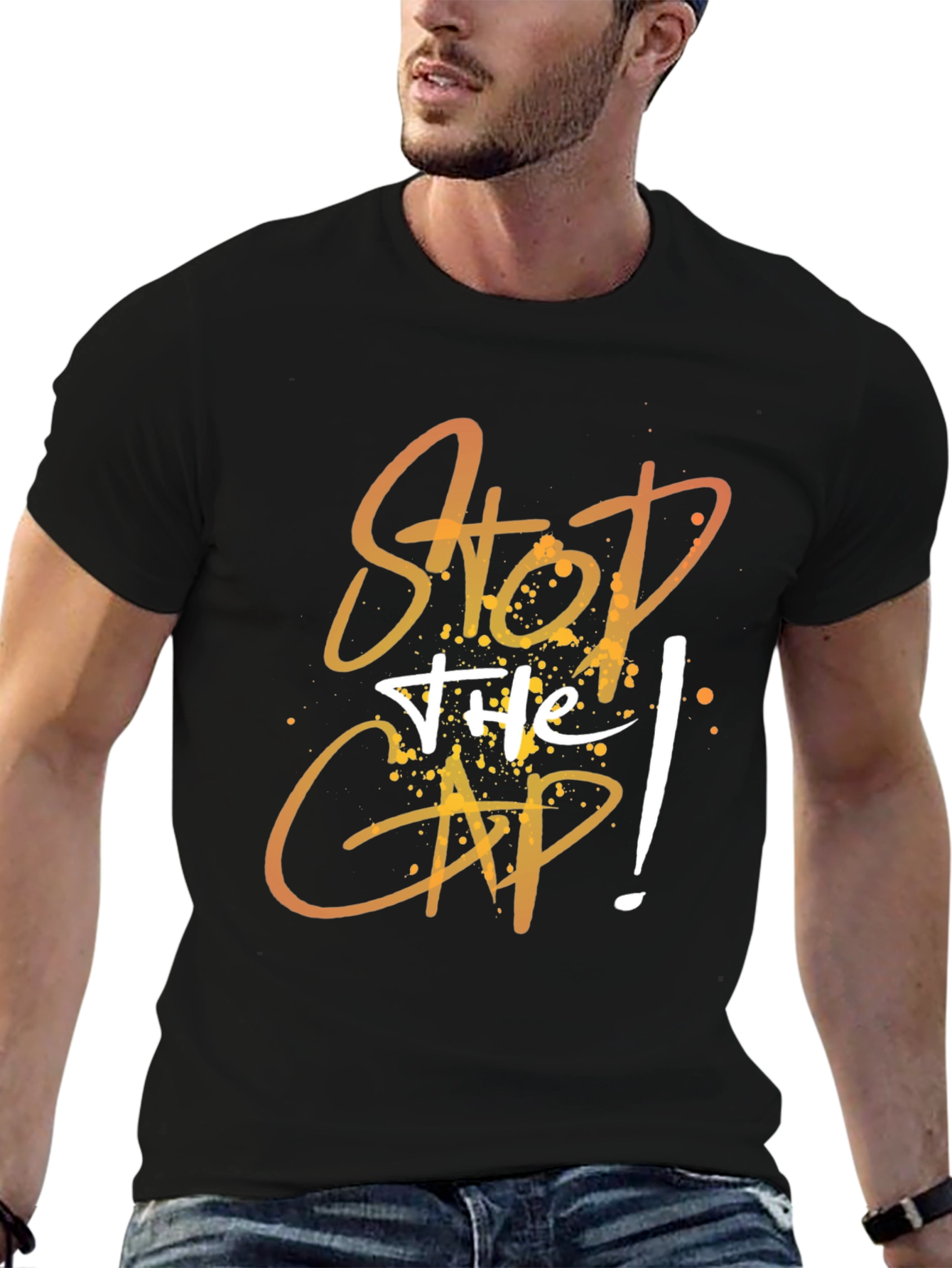 Stop the Cap Graphic Tee - Trendy Mens T-Shirt