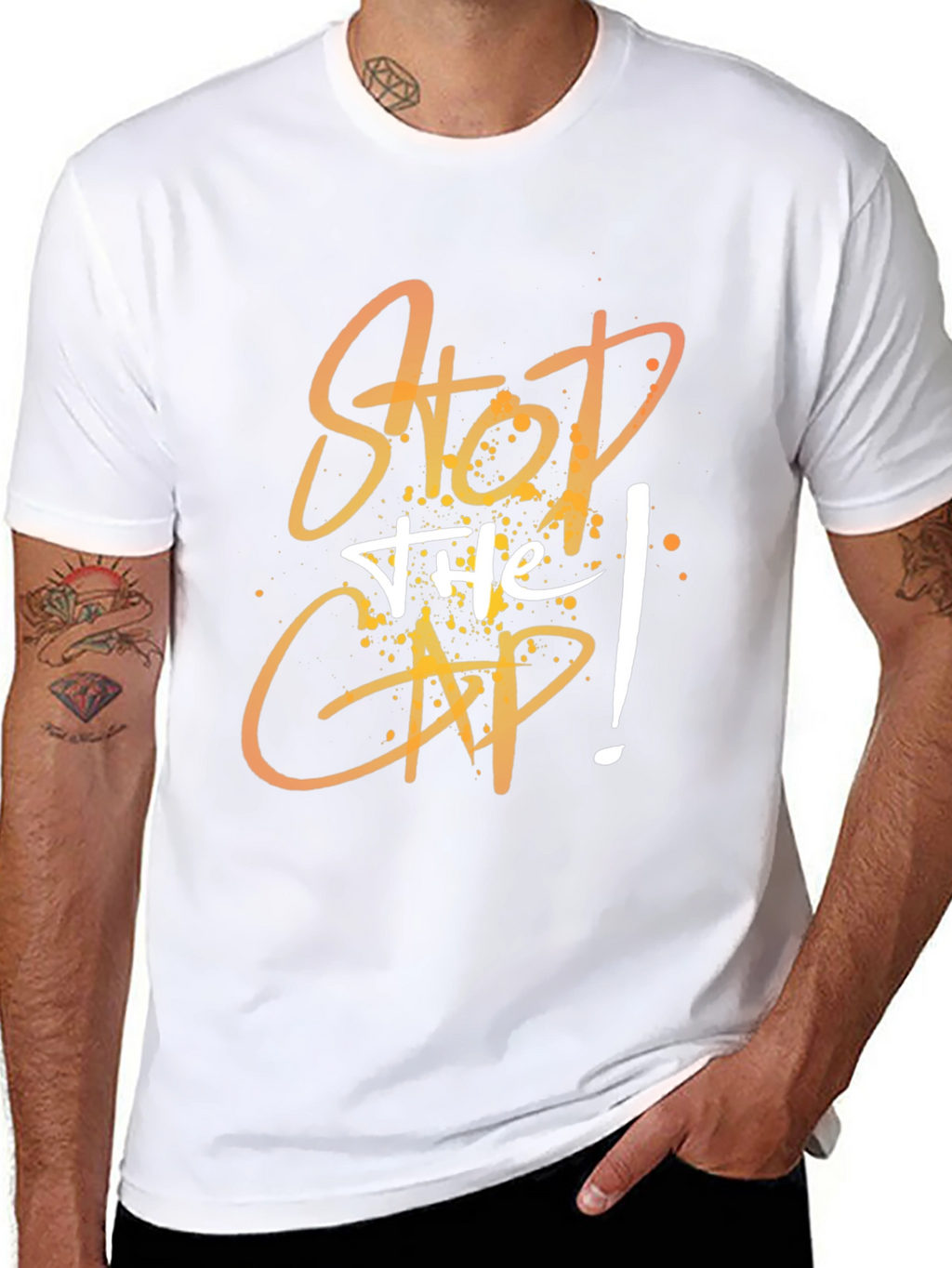 Stop the Cap Graphic Tee - Trendy Mens T-Shirt