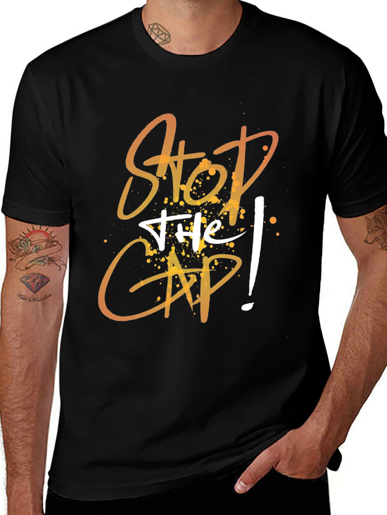Stop the Cap Graphic Tee - Trendy Mens T-Shirt